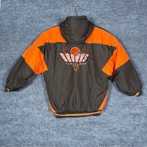 Logo 7 Team NFL Cleveland Browns Kid Medium 12-14 90s Vintage Hooded Puffer Coat